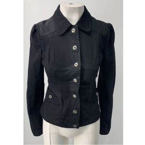 Just Cavalli womens black peplum denim shirt sz 40